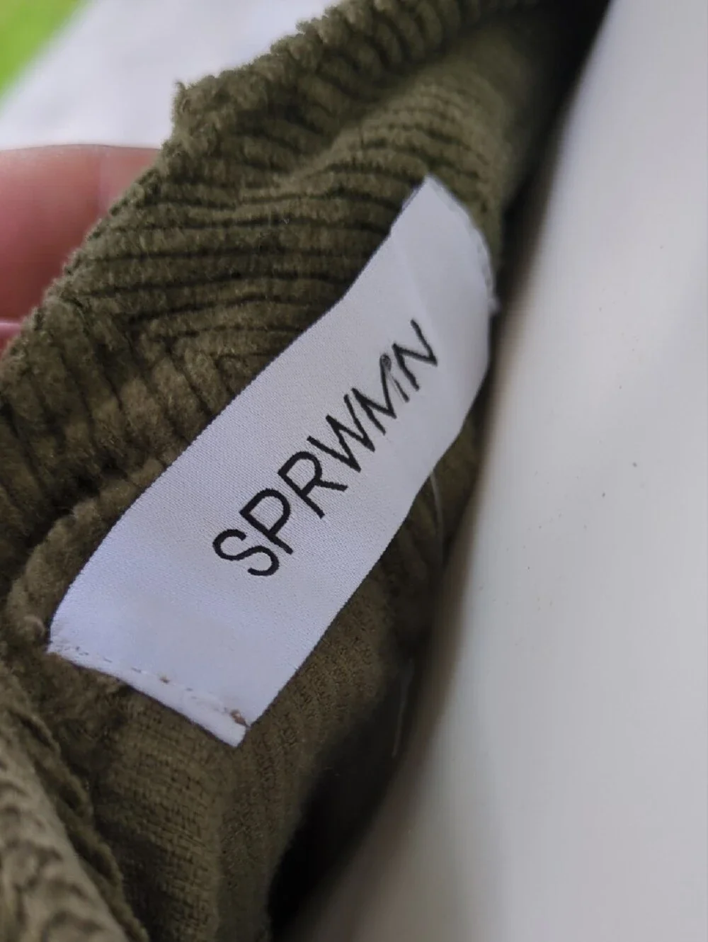 SPRWMN Olive Green Corduroy Pants